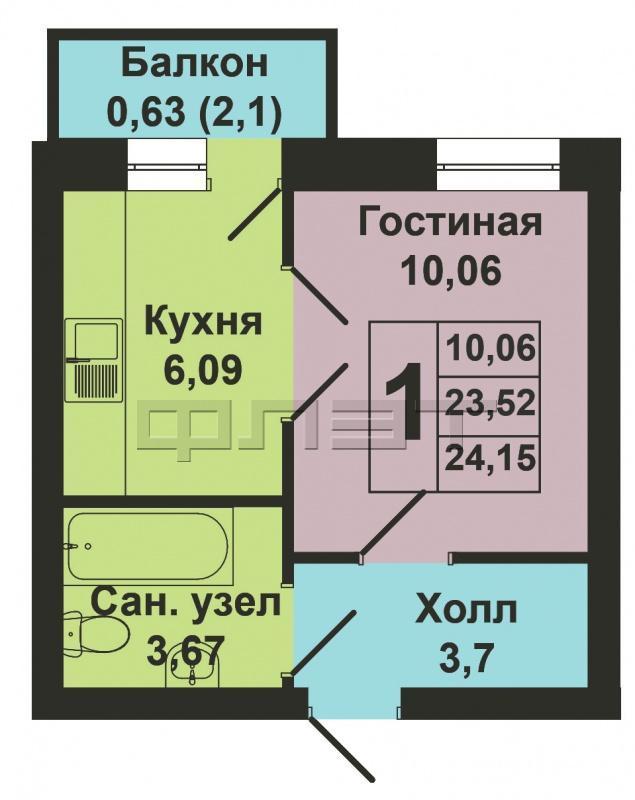 Продажа / Квартиры, Казань, Мамадышский тракт, 1 170 002 Продается однокомнатная квартира площадью 24.15 / 10.06 / 6.09 кв.м. в ЖК 'Царево Village' в прекрасном озелененном... - 13