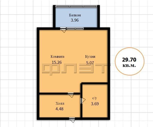 Продажа / Квартиры, Казань, Рауиса Гареева улица, 2 130 000 Продается однокомнатная квартира-студия площадью 29.70 кв.м. в ЖК 'Соловьиная роща' в Приволжском районе рядом с РКБ,... - 6