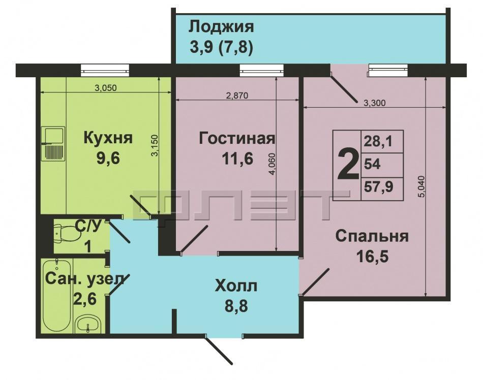 Продажа / Квартиры, Казань, Ломжинская улица, 2 940 000 Продается 2хкомнатная ленинградка по ул.Ломжинская, дом 17, расположенная на 4 этаже 9тиэтажного крупнопанельного... - 18