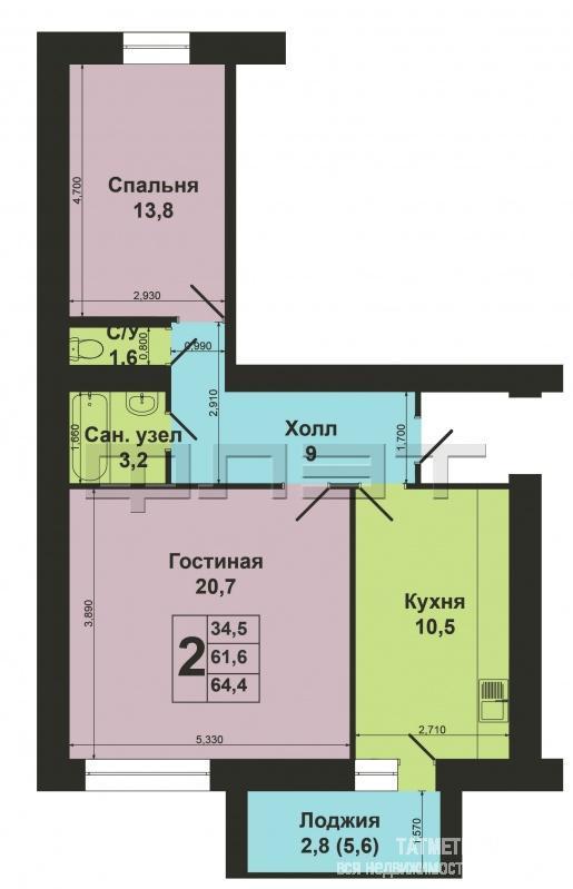 Продажа / Квартиры, Пестрецы, 65 лет Победы улица, 2 400 000 Продается роскошная 2х-комнатная квартира по адресу 65 лет Победы. В квартире сделан новый современный ремонт: полы... - 13
