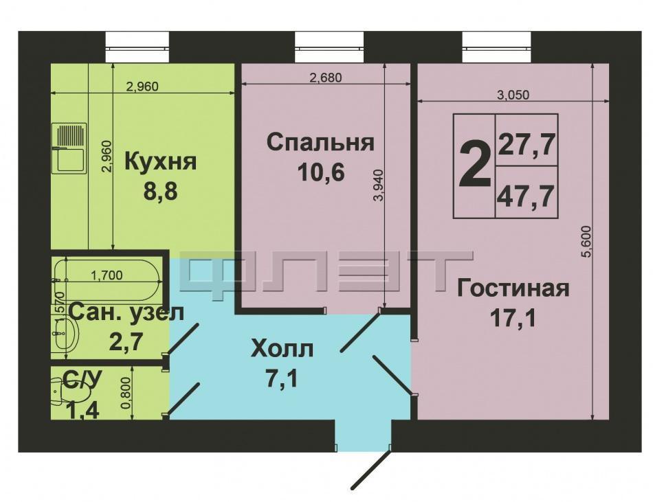 Продажа / Квартиры, Ленино-Кокушкино, Техническая улица, 1 820 000 Продается в с.Ленино-Кокушкино 2 комнатная квартира 48 кв.м в кирпичном доме. В квартире хороший ремонт, окна... - 12