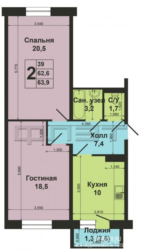 Продажа / Квартиры, Казань, 2-я Азинская улица, 3 800 000 Казань, Советский район, ул. 2-я Азинская, д. 1Д. Продается 2-х комнатная квартира на 1/10 эт. В надёжном кирпичном... - 11
