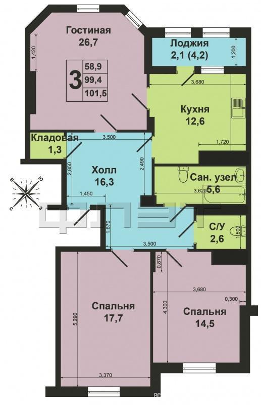 Продажа / Квартиры, Казань, Право-Булачная улица, 9 400 000 Продается 3 комнатная квартира в самом центре Казани. ул. Право-Булачная д.47 . Кирпичный дом 2010 года постройки.... - 21