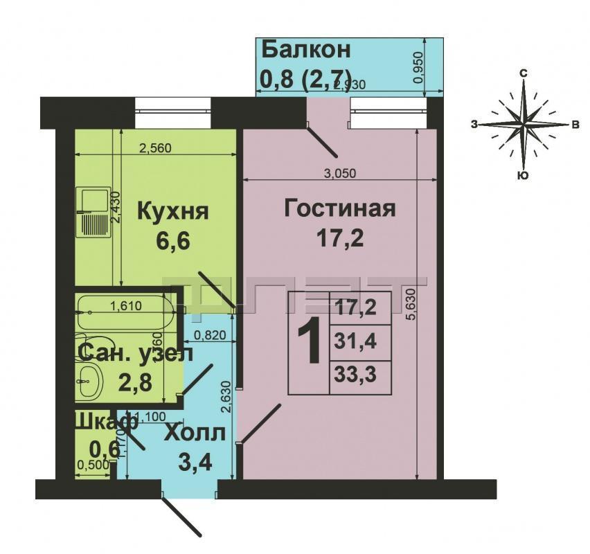 Продажа / Квартиры, Зеленодольск, Энгельса улица, 1 200 000 Зеленодольск, самый центр города, ул. Энгельса, д.23 Продается хорошая, светлая, теплая квартира на среднем этаже... - 11