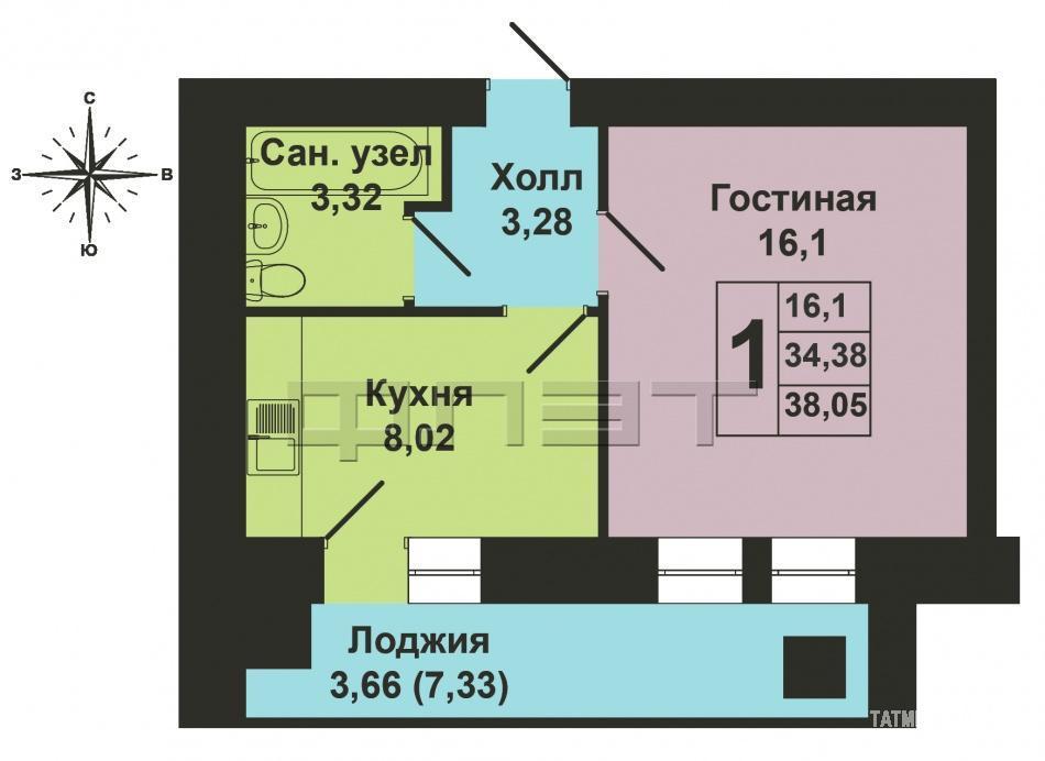Продажа / Квартиры, Зеленодольск, Гоголя улица, 2 110 000 Зеленодольск, город, улица Гоголя, д.31а. В самом центре города по улице Гоголя в доме 2016 года постройки продаётся... - 10