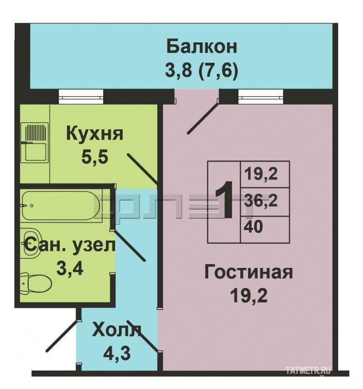 Продажа / Квартиры, Зеленодольск, Королева улица, 1 390 000 Зеленодольск, мирный, ул. Королева, д. 12. Продается уютная однокомнатная квартира ленинградского проекта с... - 11
