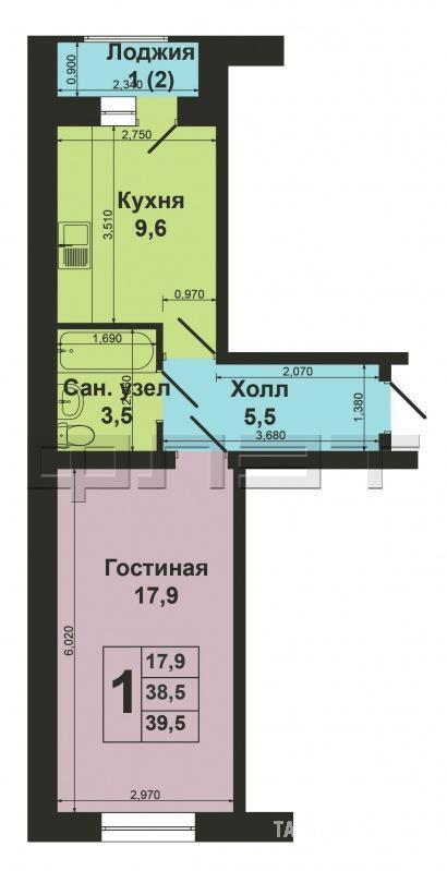 Продажа / Квартиры, Казань, Габдуллы Тукая улица, 1 950 000 Отличное предложение !!! Продается отличная 1 комнатная квартира в предчистовой отделке .Квартира расположена на 2... - 11