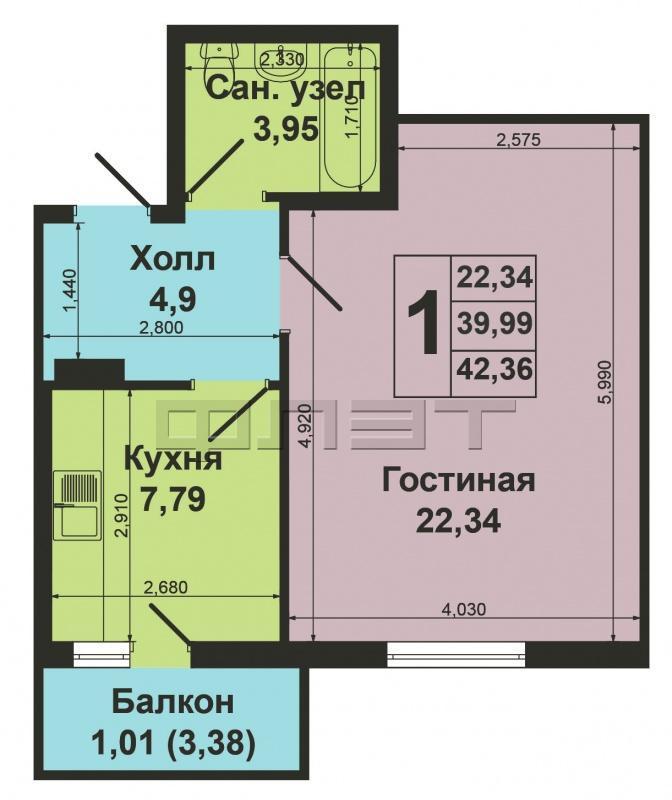 Продажа / Квартиры, Казань, Тэцевская улица, 2 560 000 Отличное предложение. Авиастроительный район, ЖК «Островова» продается 1 комнатная квартира. Проект «Улучшенка».... - 1