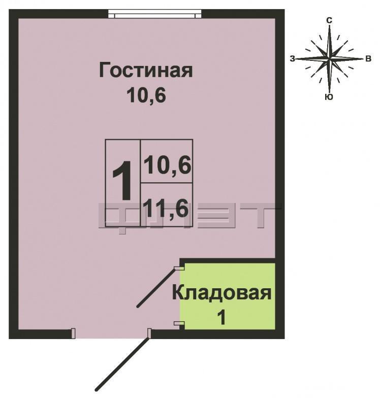Продажа / Комнаты, Зеленодольск, Норкина улица, 570 000 г. Зеленодольск, город, ул. Норкина, д.6. Продаю теплую и светлую комнату в самом центре города на... - 9