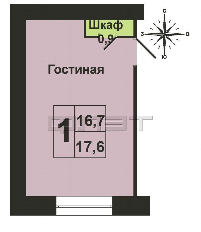 г. Зеленодольск, город, ул. Северная, д.5. Продаю светлую и теплую комнату в блоке на среднем 3-м этаже в кирпичном... - 5