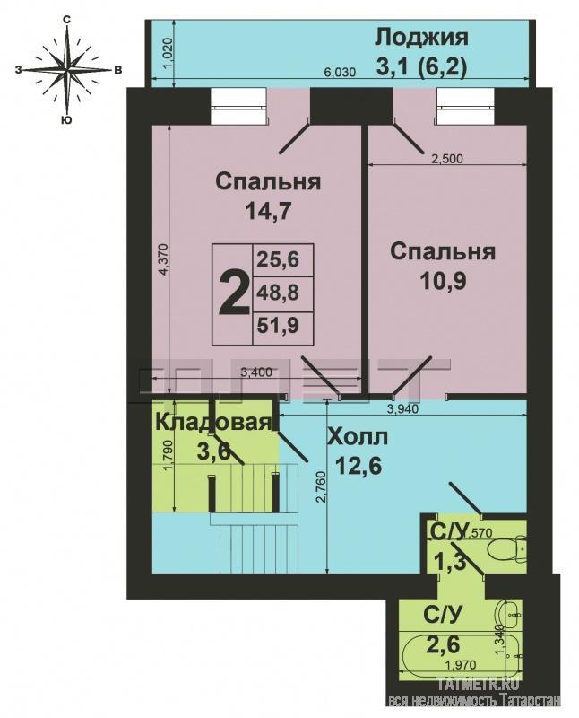 Продажа / Квартиры, Зеленодольск, Шустова улица, 3 550 000 г. Зеленодольск, город, ул. Шустова, д.2. Продается отличная 3-комнатная 2-х уровневая квартира «улучшенной»... - 11