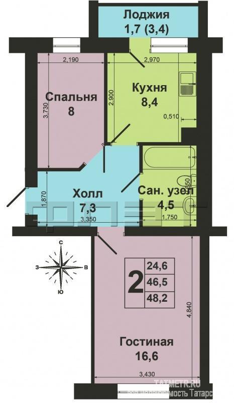 Продажа / Квартиры, Волжск, Федина улица, 2 150 000 г. Волжск, р-н Дружба, ул. Федина, д.1. Отличная 2-комнатная квартира УЛУЧШЕННОЙ планировки с ИНДИВИДУАЛЬНЫМ... - 14