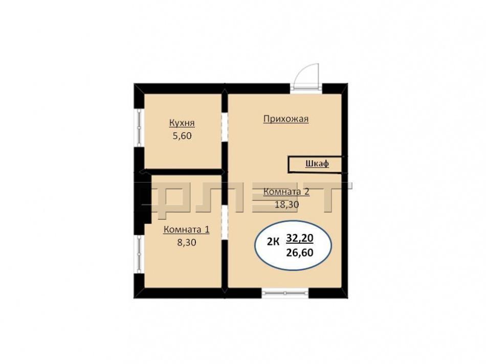 Продажа / Квартиры, Казань, Мало-Московская улица, 1 199 000 Кировский район, ул. Мало-Московская/Адмиралтейская, д.13. Продается 2-комнатная квартира в кирпичном доме. Дом... - 4