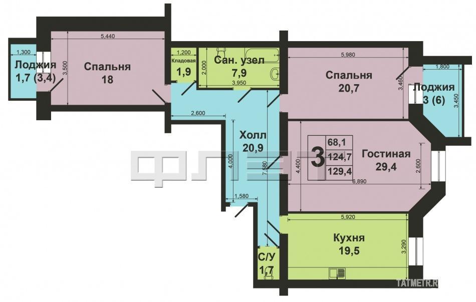 Продажа / Квартиры, Казань, Аделя Кутуя улица, 7 600 000 Советский район, ул. Аделя Кутуя, 46. Продается шикарная и вместительная 3-комнатная квартира в кирпичном доме. Входя... - 11