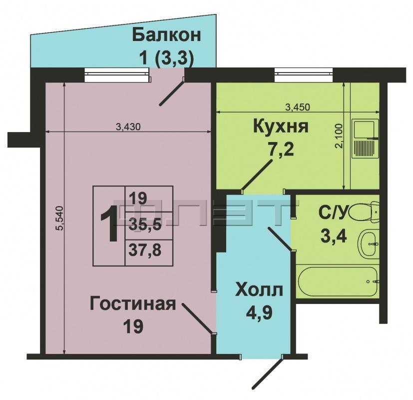 Советский район, ул. Минская, д.18. Продаем 1-комнатную квартиру в самом быстро развивающемся районе г. Казани.... - 8