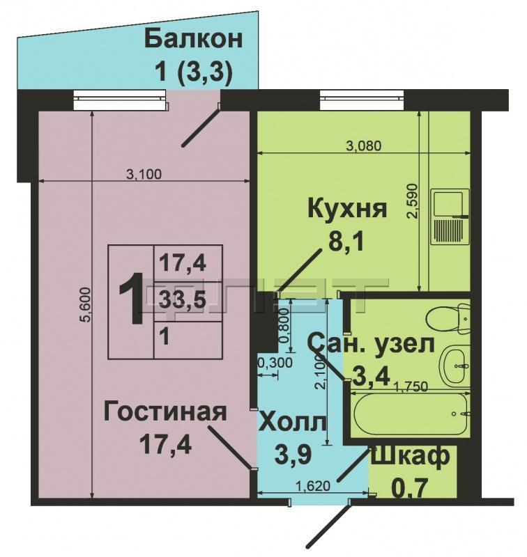 Продажа / Квартиры, Казань, Чишмяле улица, 2 430 000 Советский район, ул. Чишмяле, д.15. Продается 1-комнатная квартира с хорошим ремонтом. Уютная и светлая квартира. Вся... - 5