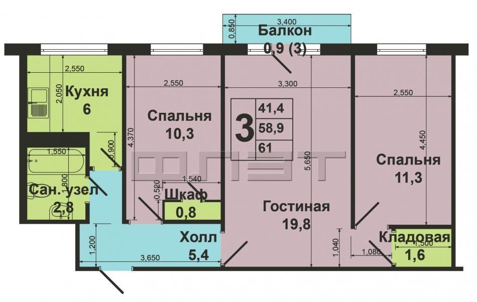 Вахитовский район, ул. Татарстан, 56. Продаю 3-комнатную квартиру в центре города. До остановки общественного... - 9