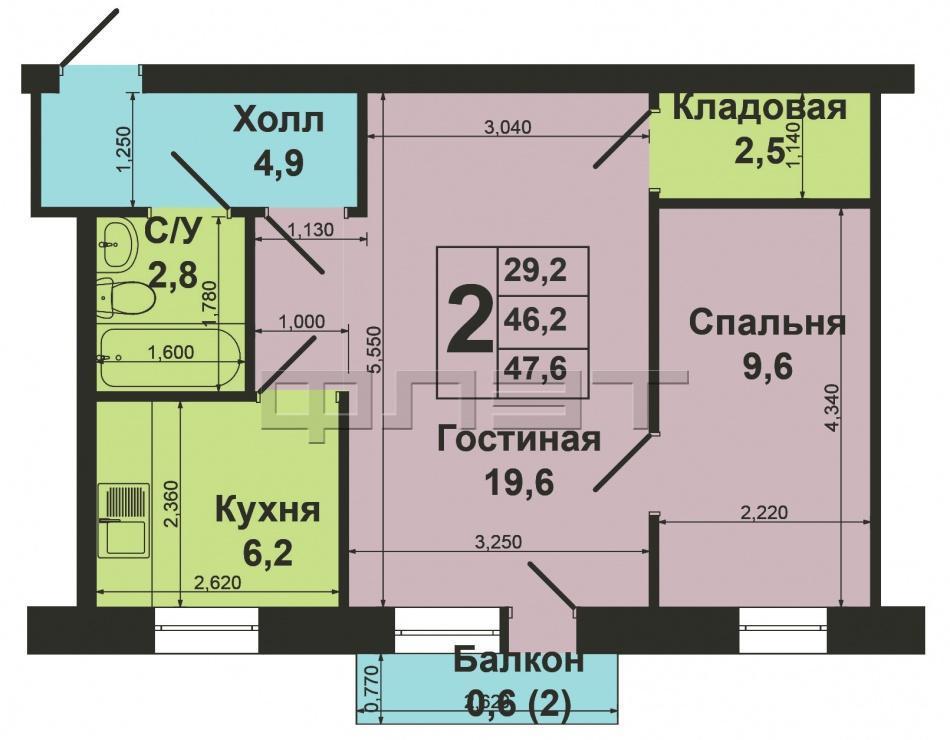 Продажа / Квартиры, Казань, Павлюхина улица, 2 839 500 Приволжский район, ул. Павлюхина, д.114. Продается 2-комнатная квартира в кирпичном доме со свежим ремонтом. Дом в... - 10