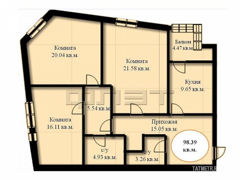 Продажа / Квартиры, Казань, Даурская улица, 4 500 000 Советский район, ул. Даурская.д.34 А. В новом ЖК «Дом на Даурской» продаётся просторная трехкомнатная квартира. В... - 5