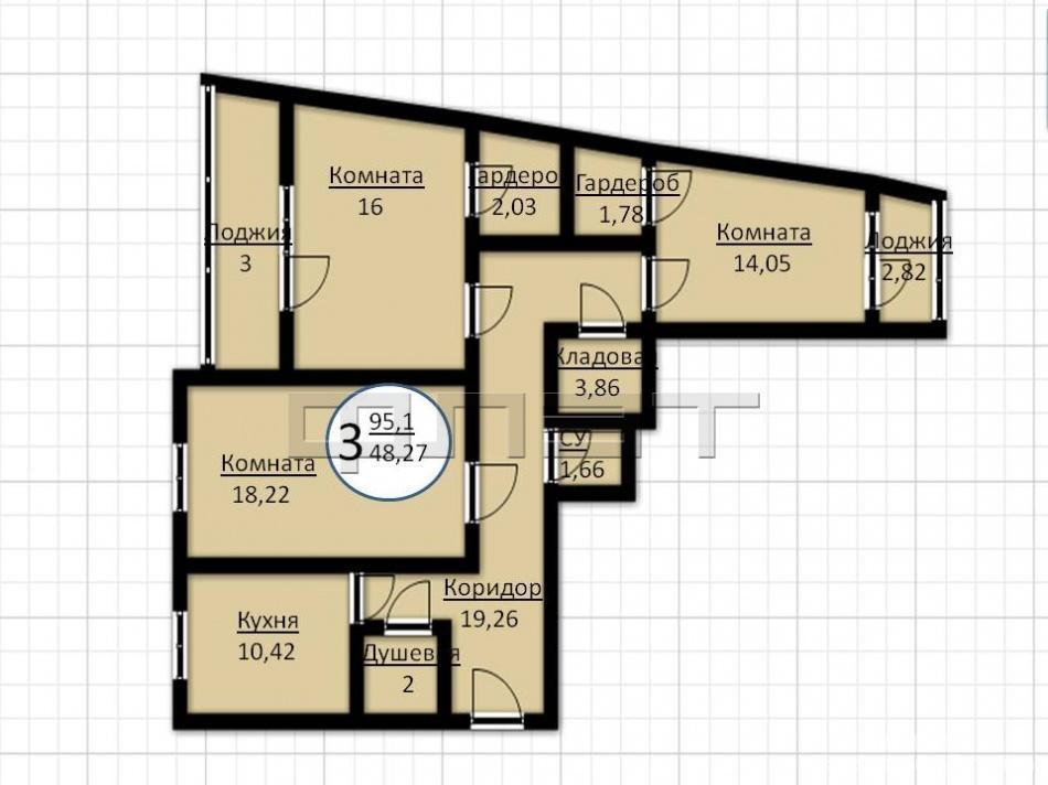 Продажа / Квартиры, Казань, Баки Урманче улица, 5 700 000 Приволжский район, ул.Баки Урманче, д.1, жилой комплекс «Солнечный Город» Продается 3-х комнатная квартира в новом... - 15