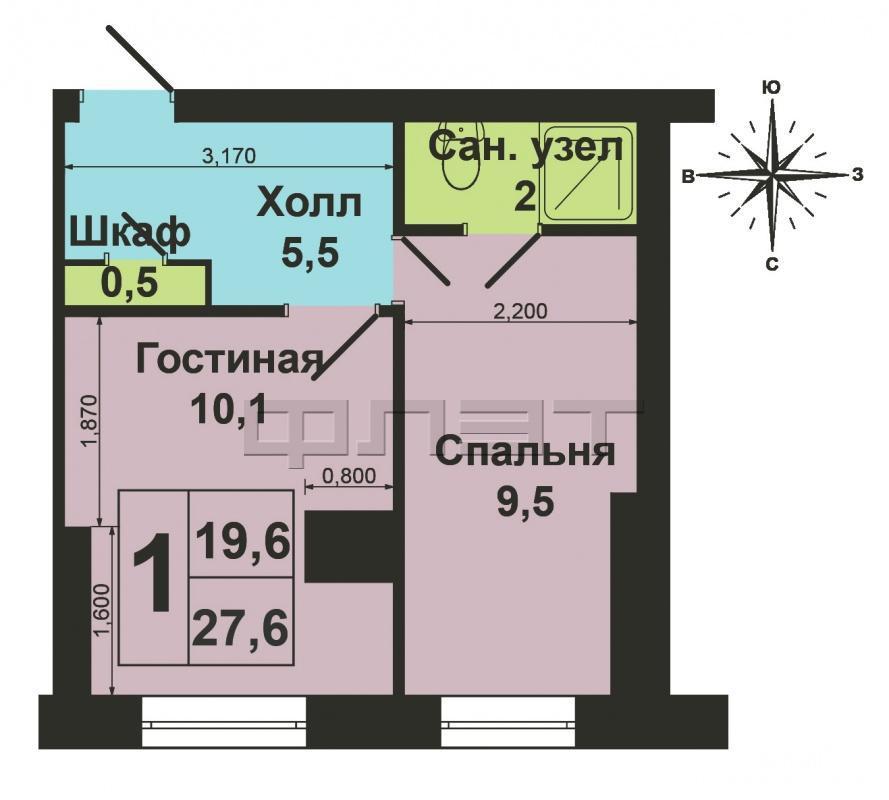 Продажа / Квартиры, Казань, Молодежная улица, 1 750 000 В Авиастроительном районе, по ул. Молодежная продается 2 к гостинка со статусом квартиры площадью 27,6. 6 ПРИЧИН... - 7