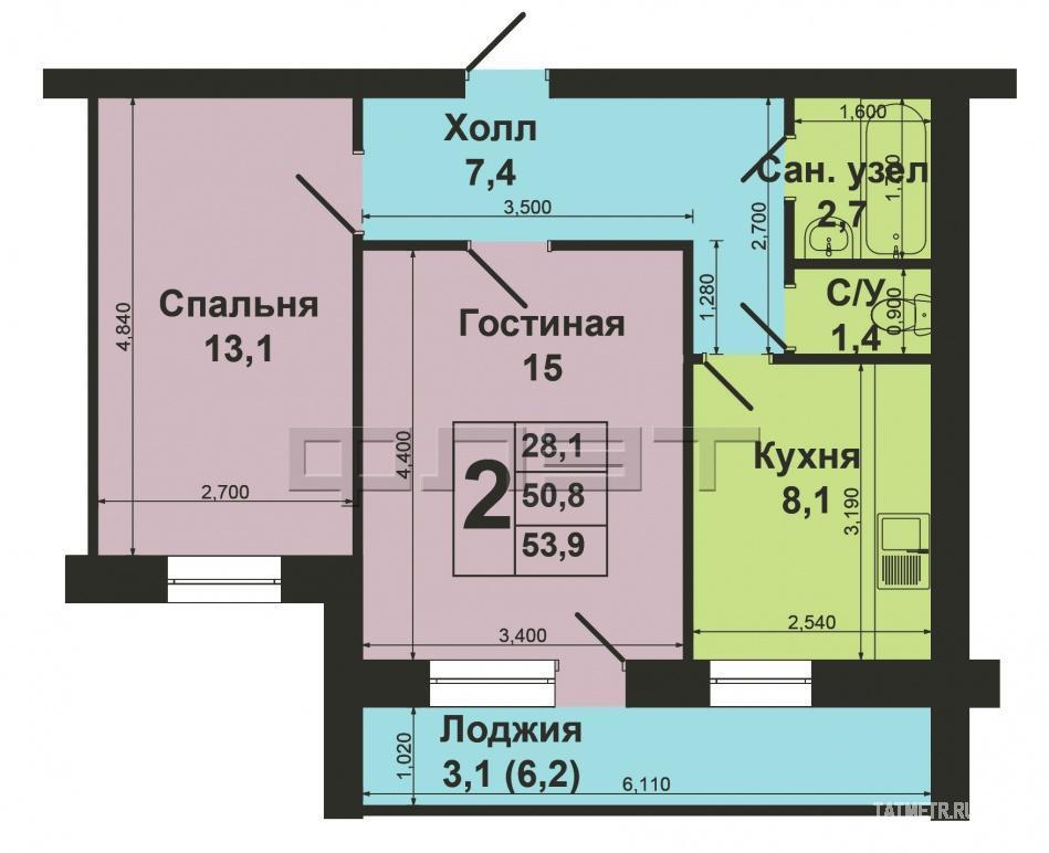 Продажа / Квартиры, Казань, Дачная улица (Вахитовский р-н), 3 090 000 В Вахитовском районе г. Казань по улице Дачная дом 9 продается 2 комнатная квартира. Дом располагается в микрорайоне... - 9