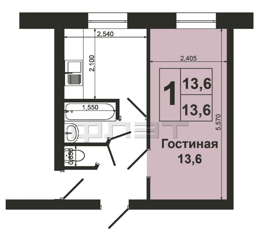 Продажа / Комнаты, Казань, Поперечно-Базарная улица, 950 000 В тихом зелёном месте в окружении новых домов на одной из основных транспортных магистралей Кировского района... - 6