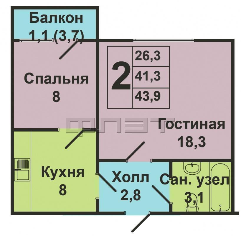 Продажа / Квартиры, Казань, Академика Павлова улица, 2 600 000 Авиастроительный район, В тихом спокойном месте, в 10 минутах от метро, продается светлая теплая 2-х комнатная... - 5