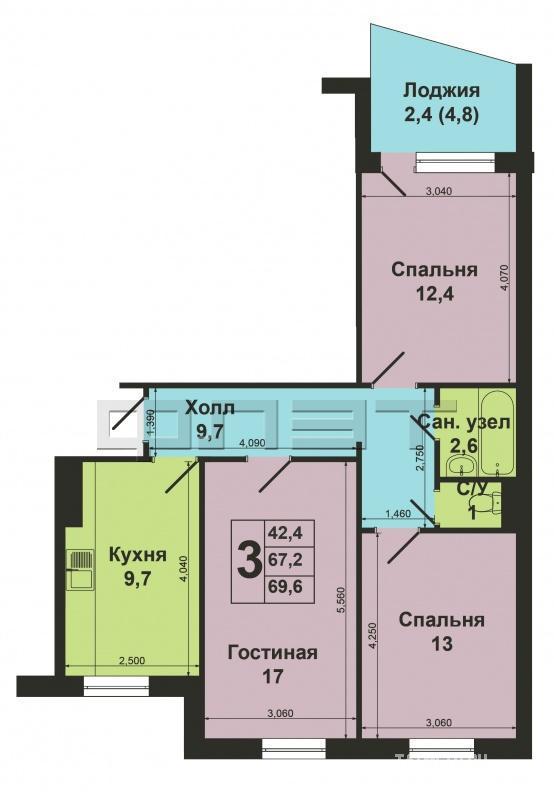 Продажа / Квартиры, Казань, Четаева улица, 4 000 000 Ново-Савиновский район, ул. Четаева 32. Продается 3-ая квартира общей площадью 67,8 м2, жилая - 42,4 м2, кухня - 9,7... - 6