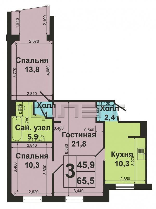 Продажа / Квартиры, Казань, Ломжинская улица, 4 200 000 Советский район, ул. Ломжинская, д.24. Продается прекрасная 3-комнатная квартира на 4-м этаже в тихом районе города... - 12