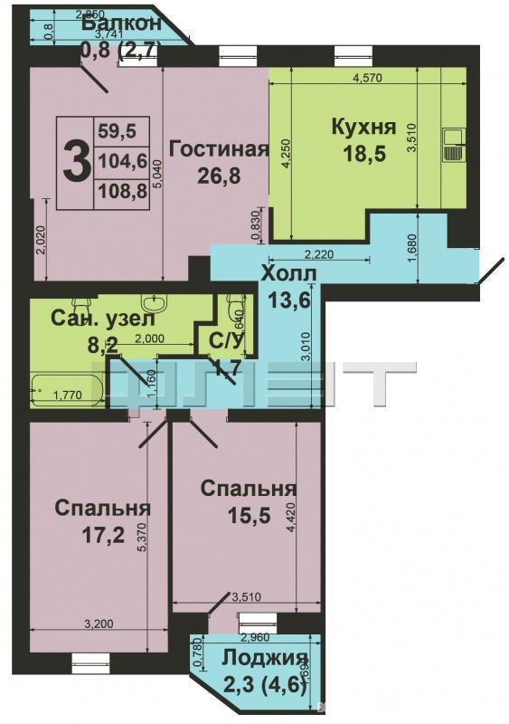 Продажа / Квартиры, Казань, Чистопольская улица, 8 540 000 В престижном Ново-Савиновском районе г. Казани по ул. Чистопольская, д. 73 продается шикарная 3-х комнатная... - 17
