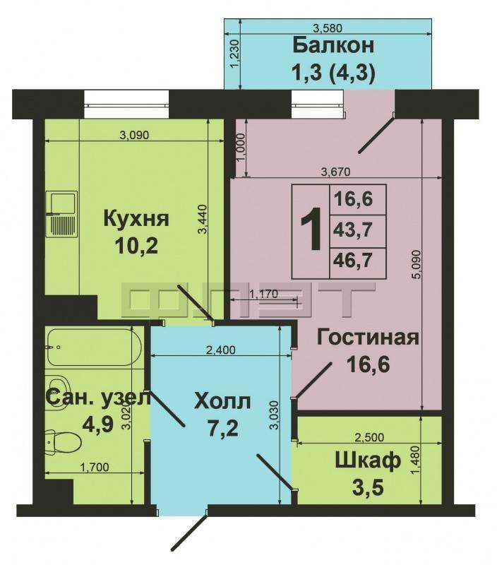 Продажа / Квартиры, Казань, Чистопольская улица, 3 650 000 Продается 1-комнатная квартира улучшенной планировки в самом центре престижного Ново-Савиновского района по адресу... - 7