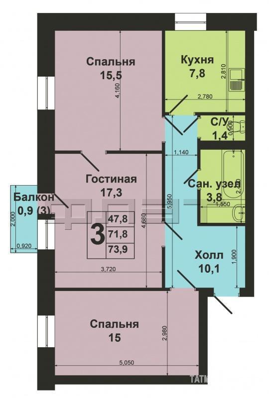 Продажа / Квартиры, Казань, Назарбаева улица, 4 500 000 Вахитовский район, ул.Нурсултана Назарбаева, д. 9/2. Продается большая трехкомнатная квартира в центре города с... - 12