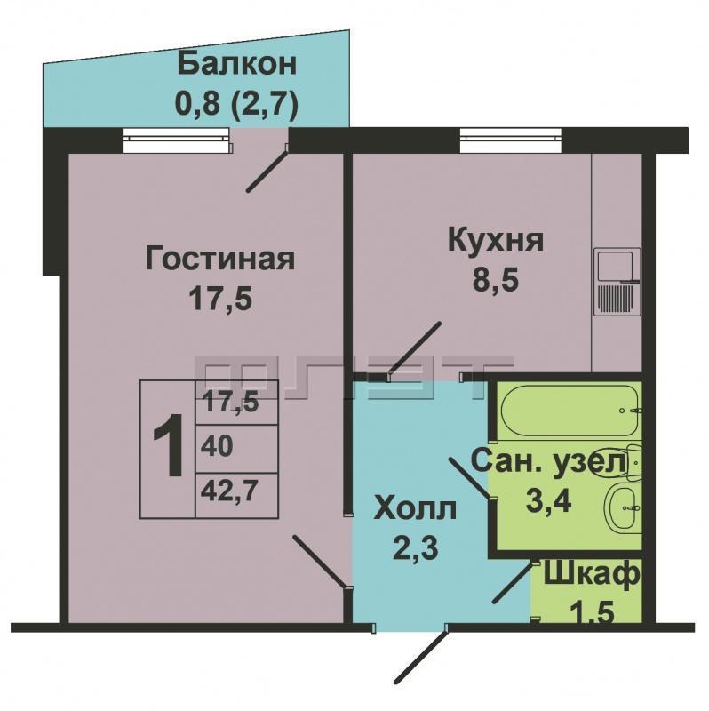 Продажа / Квартиры, Казань, Маршала Чуйкова улица, 2 360 000 Ново-Савиновский район, Чуйкова 93. Продаётся 1-комн квартира на 9\9 этажного панельного дома ленинградской... - 5