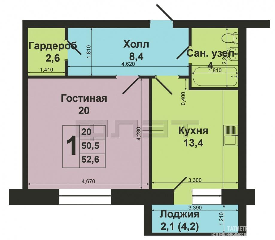 Продажа / Квартиры, Казань, Натана Рахлина улица, 3 490 000 В Советском районе по ул. Натана Рахлина, д. 3 продается однокомнатная квартира улучшенной планировки на 10/14... - 11