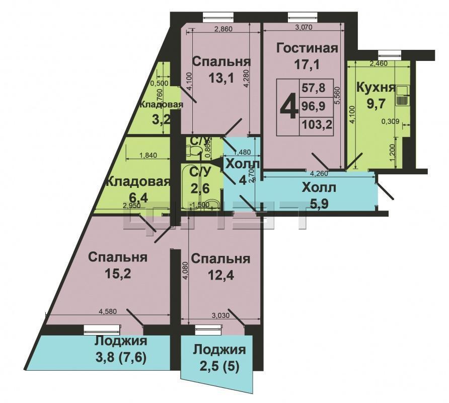 Продажа / Квартиры, Казань, Академика Сахарова улица, 5 110 000 Продается 4-х комнатная квартира в Советском районе по ул. Академика Сахарова, д.27 на 4-м этаже десятиэтажного дома... - 20