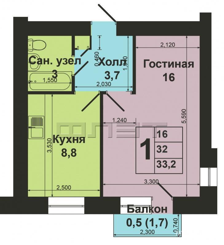 Продажа / Квартиры, Казань, Рихарда Зорге улица, 2 300 000 Советский район, улица Зорге, д.1. Продается большая однокомнатная квартира в престижном доме московского проекта на... - 14
