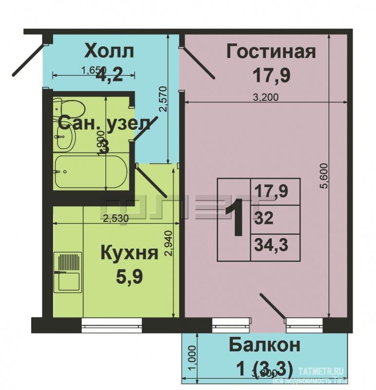 Продажа / Квартиры, Казань, Кулахметова улица, 1 990 000 В одном из самых перспективных и экологически чистых районов г. Казани, в шаговой доступности от метро «Яшьлек»... - 8