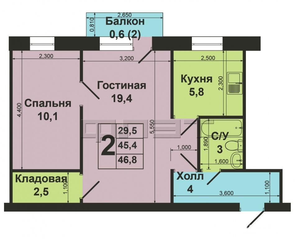Продажа / Квартиры, Казань, Маршальская улица, 2 380 000 В Вахитовском районе на ул.Маршальская, д.25 продается уютная, тёплая двухкомнатная квартира на 4-ом этаже 5-ти... - 3