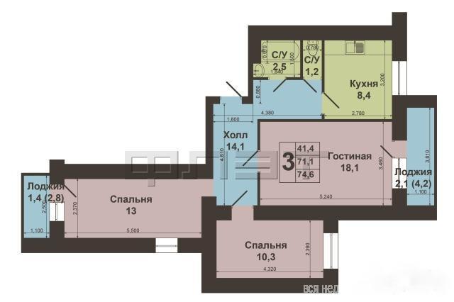 Продажа / Квартиры, Казань, Гаврилова улица, 5 150 000 В самом динамично развивающемся Ново-Савиновском районе продается 3-х комнатная квартира в кирпичном доме 2012 года... - 10