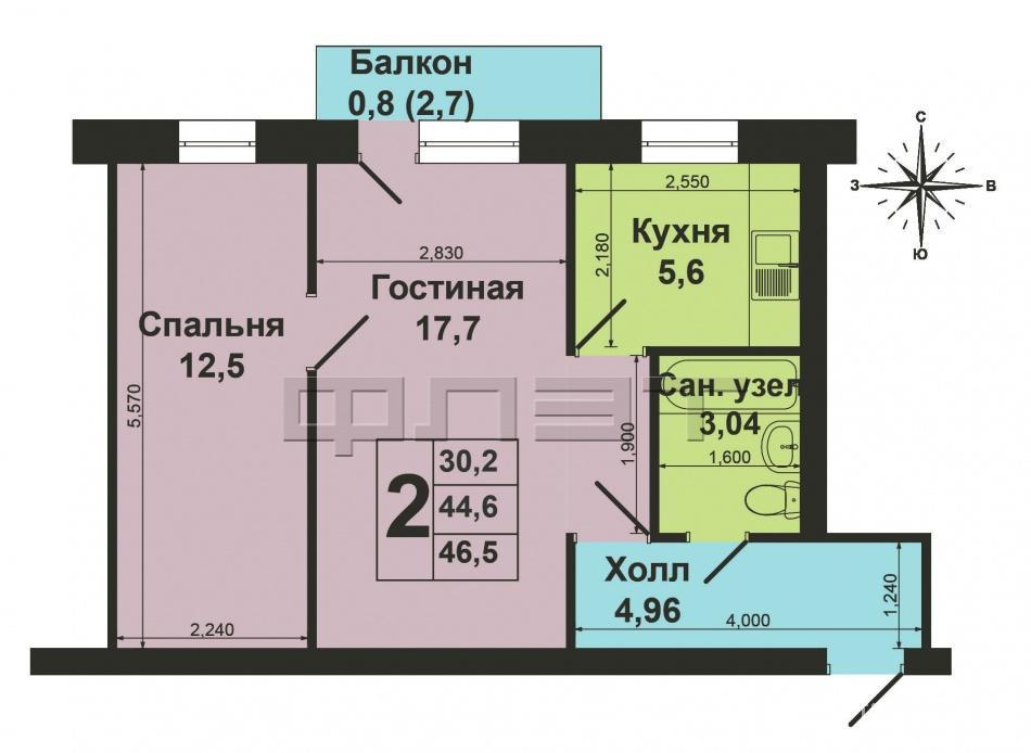 Продажа / Квартиры, Зеленодольск, Украинская улица, 1 550 000 Зеленодольск, Город, ул. Украинская, д.31.В спокойном районе города Зеленодольска .продается светлая 2 квартира... - 8