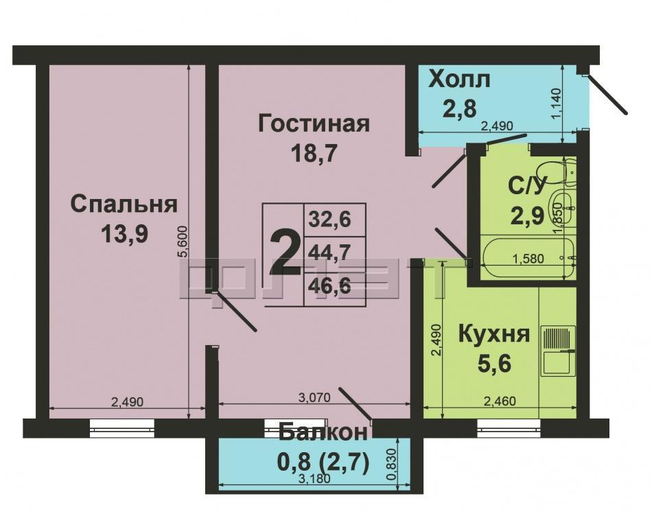 Продажа / Квартиры, Пестрецы, Комсомольская улица, 1 550 000 В живописном Пестречинском районе с.Кощаково по ул.Комсомольская,20 ПРОДАЮ двухкомнатную квартиру общей площадью 44... - 7