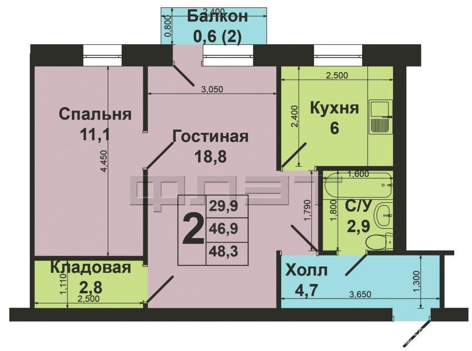 Продается 2-комнатная квартира в хорошем и тихом районе гор.Казани по адресу ул.Отрадная, д.26. Кирпичный дом,... - 8