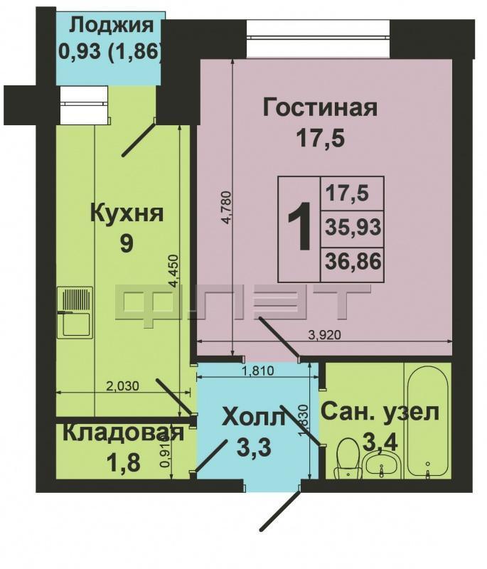 Продажа / Квартиры, Казань, Побежимова улица, 2 100 000 В Авиастроительном районе Казани на улице Побежимова, д.57 продается просторная 1-комнатная квартира. Кирпичный дом... - 6