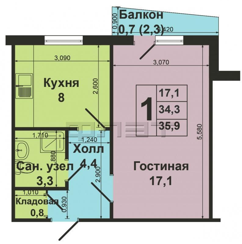Продажа / Квартиры, Казань, Адоратского улица, 3 100 000 Внимание! В самом центре престижного и современного Ново-Савиновского района продается уютная, тёплая и очень светлая... - 11