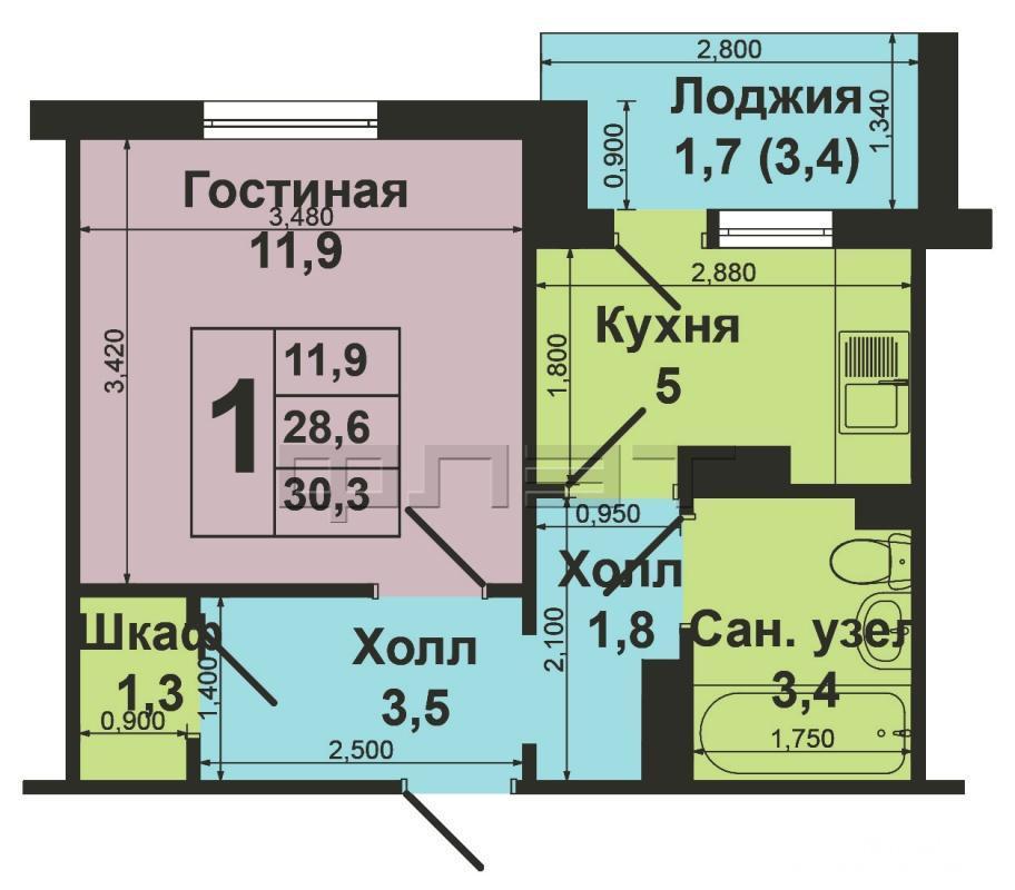 Продажа / Квартиры, Казань, Академика Сахарова улица, 2 150 000 В динамично-развивающемся районе Казани продается чистая и уютная 1-квартира по адресу ул.Сахарова, д.17 общей... - 9