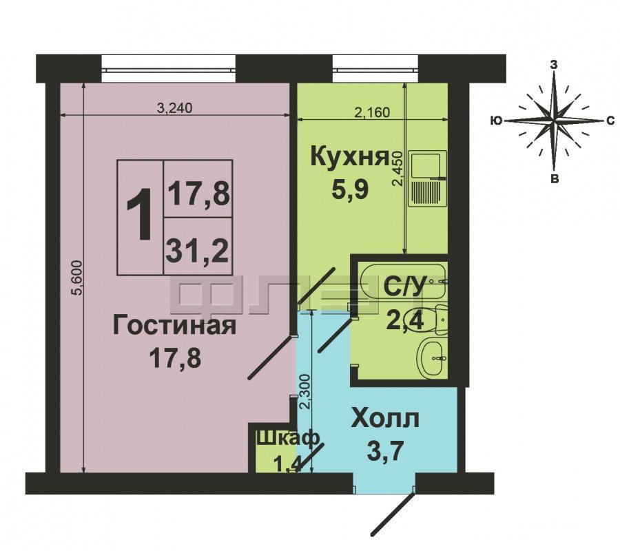 Продажа / Квартиры, Зеленодольск, Карла Маркса улица, 1 150 000 Зеленодольск, город, ул.К.Маркса, д.51. Продается 1-комнатная квартира 31,2 кв.м в самом центре города. Квартира... - 7