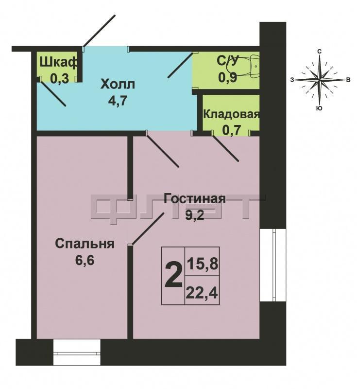 Продажа / Квартиры, Зеленодольск, Заикина улица, 1 250 000 Зеленодольск, город, ул. Заикина, д.14/1. Продаётся блок в общежитии, 23 кв.м, совмещённый санузел с душевой, большая... - 7