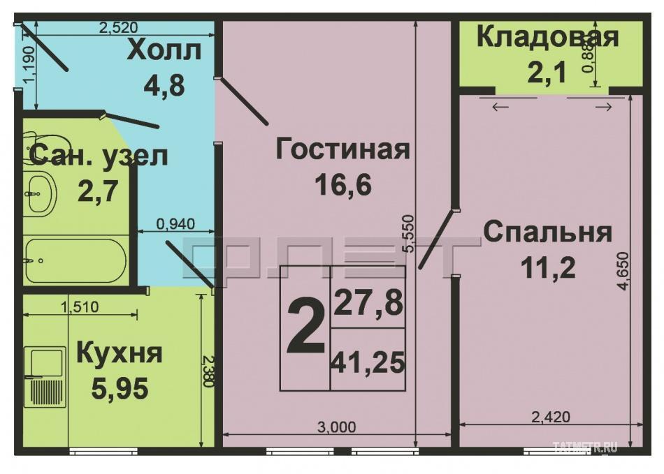 Продажа / Квартиры, Зеленодольск, Засорина улица, 1 370 000 Зеленодольск, город , ул.Засорина д.6. Продается 2-комнатная квартира в отличном... - 6