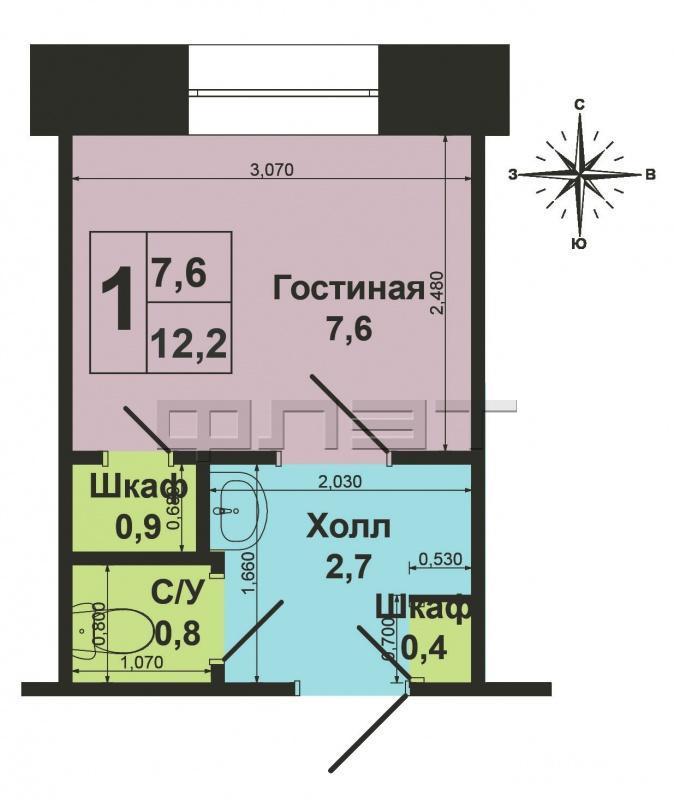 Продажа / Квартиры, Зеленодольск, Заикина улица, 595 000 Зеленодольск, город, ул. Заикина, 14/2. Продается «гостинка», 12,2 кв.м на 4 этаже 5-этажного дома. Недалеко от... - 2